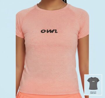 Women's Stretch Tee – Space Dye Peach (Also in Dark Gray)