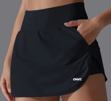 Women's Poket Sports High Waisted Skirt with Inside Pants in Black- Customizable