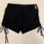 Black Scrunched Biker Short in Large - White Glitter Logo